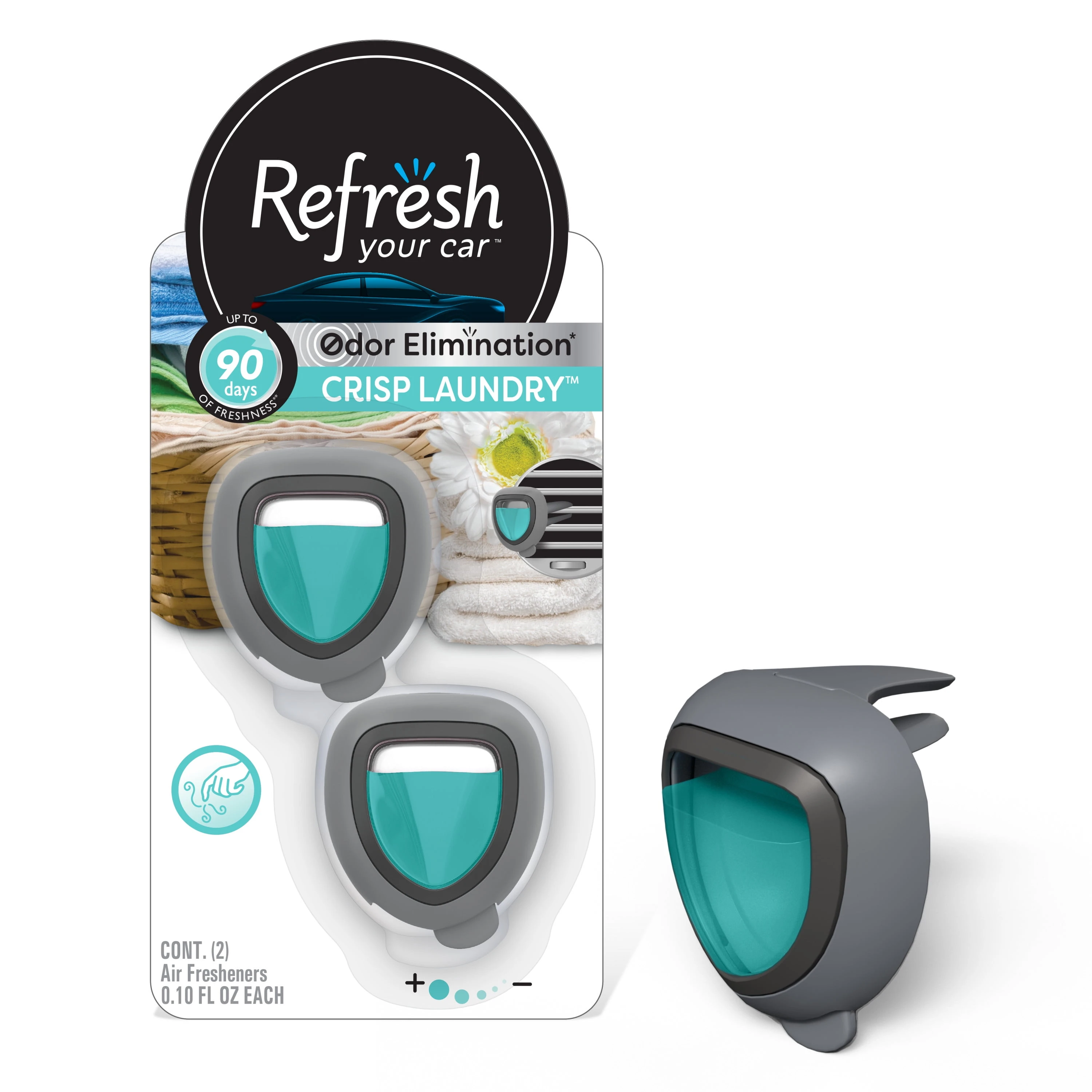 ! Crisp Laundry Scent Mini Car Diffuser 0.1 Oz Liquid 2 Pk