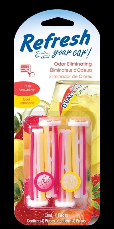 ! Fresh Strawberry/cool Lemonade Scent Car Vent Clip 0.7 Oz Solid